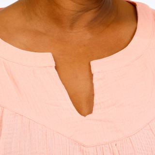Thumbnail 3: Lands End Plus Gauze Split Neck Yoke Top 