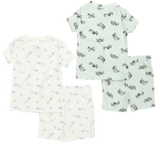 Thumbnail 2: Le Petit Lullaby Toddler Boys 4 Pc Airplane Pajama Shorts Set 