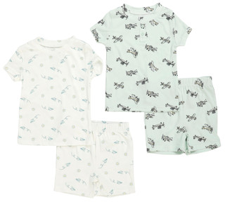 Thumbnail 1: Le Petit Lullaby Toddler Boys 4 Pc Airplane Pajama Shorts Set 