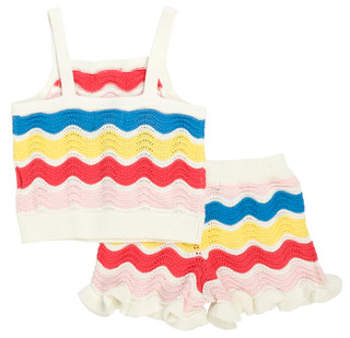 Thumbnail 2: Andy & Evan Toddler Girls 2 Pc Crochet Shorts Set  