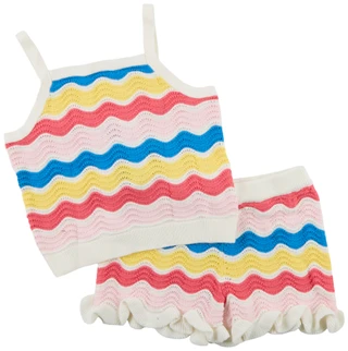 Thumbnail 2: Andy & Evan Toddler Girls 2 Pc Crochet Shorts Set  