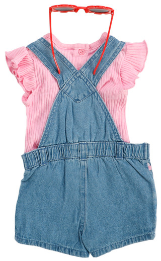 Thumbnail 1: Little Lass Baby Girls 3 Pc Denim Skirtall Set 