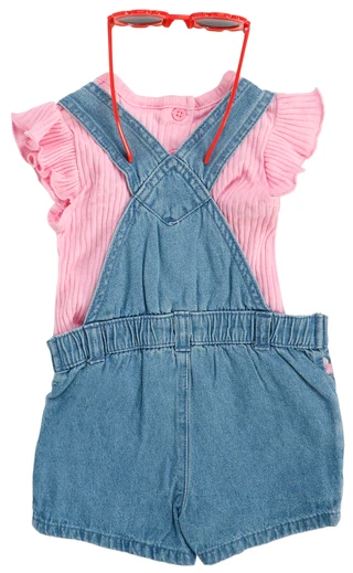 Thumbnail 3: Little Lass Baby Girls 3 Pc Denim Skirtall Set 