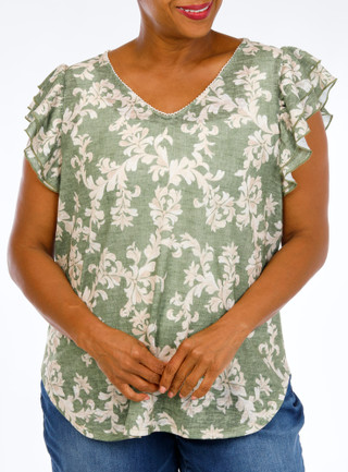 Thumbnail 1: Chenault Plus Short Sleeve Linen Top 