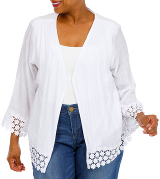 Thumbnail 1: HARPER 241 Plus Lace Trim Cardigan 