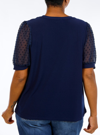 Thumbnail 3: Cece Plus Short Clip Dot Sleeve Top 
