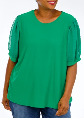 Thumbnail 1: Cece Plus Short Clip Dot Sleeve Top 