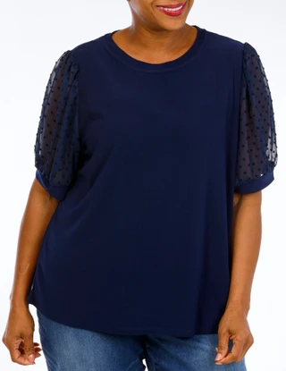 Thumbnail 1: Cece Plus Short Clip Dot Sleeve Top 