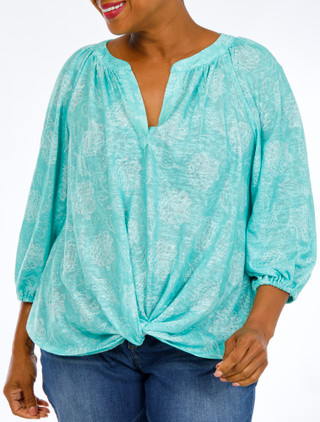 Thumbnail 1: Status by Chenault Plus Twist Tie Hem Top 