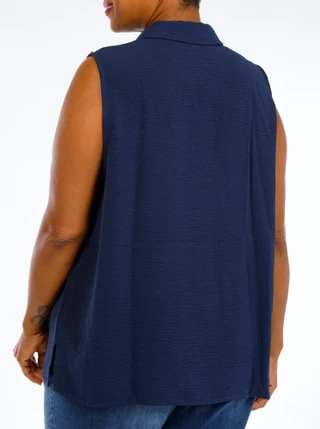 Thumbnail 2: Catherine Malandrino Plus Sleeveless Lace Up Collar Top 