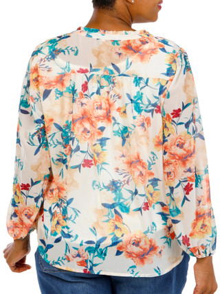 Thumbnail 3: FIGUEROA & FLOWER Plus Long Sleeve Button Front Top 