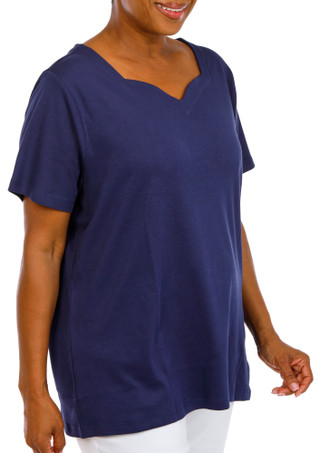 Thumbnail 3: Coral Bay Plus Short Sleeve Sweetheart Neck Top 