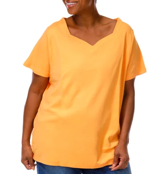 Thumbnail 1: Coral Bay Plus Short Sleeve Sweetheart Neck Top 