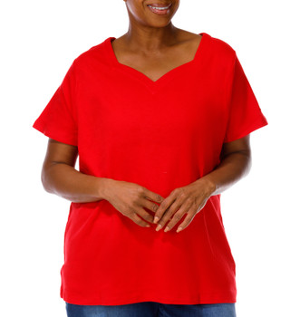 Thumbnail 1: Coral Bay Plus Short Sleeve Sweetheart Neck Top 