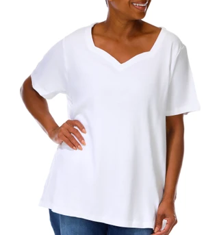 Thumbnail 1: Coral Bay Plus Short Sleeve Sweetheart Neck Top 