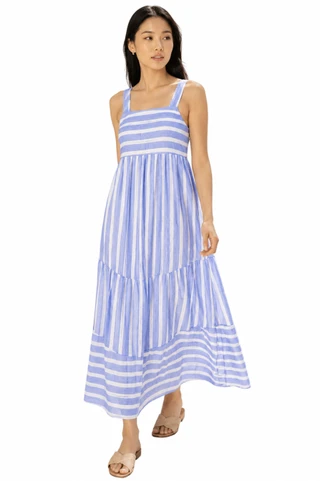 Thumbnail 1: Beach Lunch Lounge Women's Lina Linen Wide Strap Midi Dress 