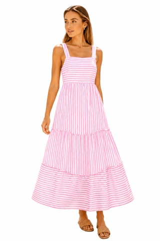 Thumbnail 1: Beach Lunch Lounge Women's Lina Linen Wide Strap Midi Dress 