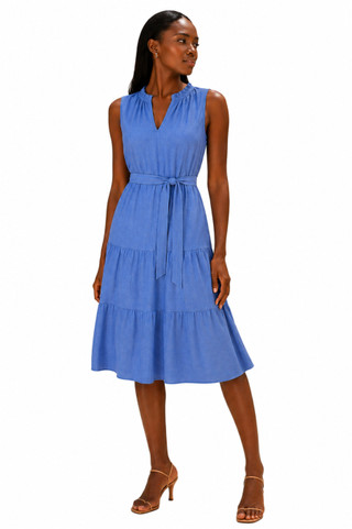 Thumbnail 1: Beach Lunch Lounge Women's Zendaya Solid Saison Belted Split Neck Sleeveless Dress 