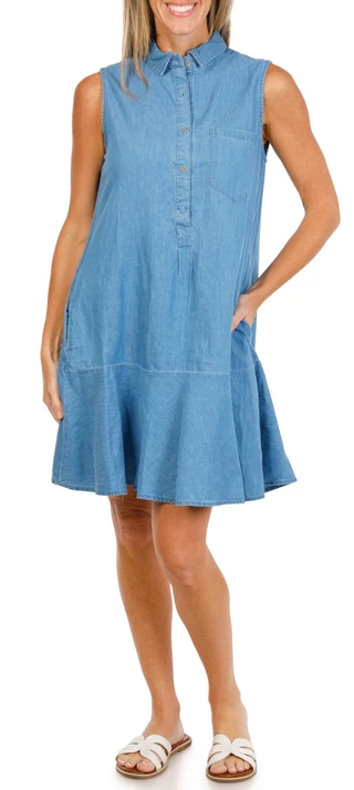 Thumbnail 4: Beach Lunch Lounge Women's Zurina Solid Shirt Collar Sleeveless Dress 