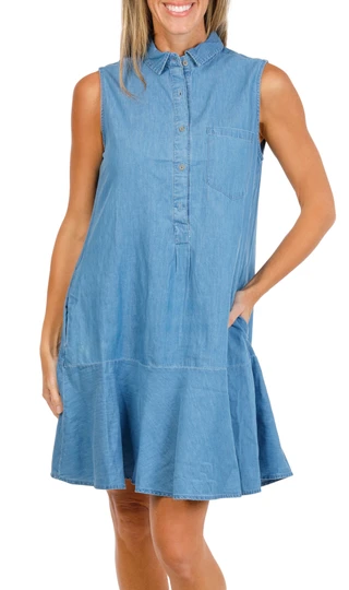 Thumbnail 1: Beach Lunch Lounge Women's Zurina Solid Shirt Collar Sleeveless Dress 