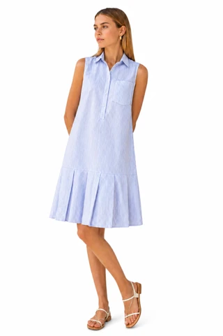 Thumbnail 1: Beach Lunch Lounge Women's Marina Solid Drop Waist Pleat Tier Sleeveless Dress 