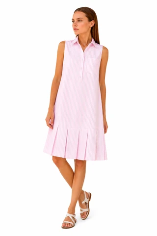 Thumbnail 1: Beach Lunch Lounge Women's Marina Solid Drop Waist Pleat Tier Sleeveless Dress 