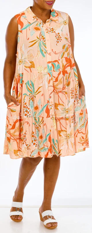 Thumbnail 1: Kaktus Plus Sleeveless Button Front Dress 