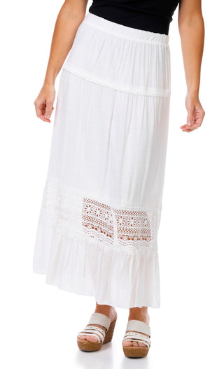 Thumbnail 2: Kings Road Women's Gauze Crochet Midi Skirt 