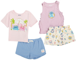 Thumbnail 1: Disney Little Girls 4 Pc Stitch Shorts Set 
