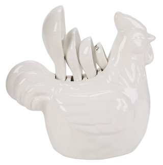 Thumbnail 2: Home Essentials 4 Pc Measuring Spoon Set in Rooster Holder 