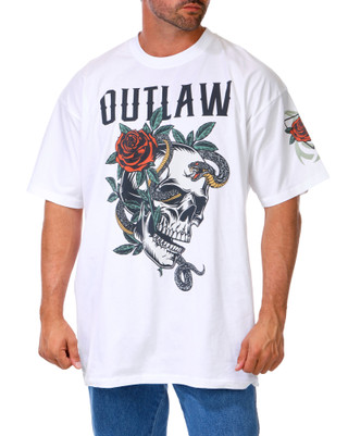 Thumbnail 2: Inspired Culture Men's Plus Outlaw Skull Graphic Tee 