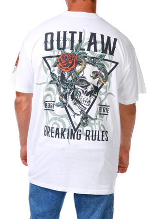 Thumbnail 1: Inspired Culture Men's Plus Outlaw Skull Graphic Tee 