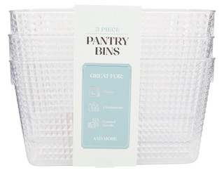 Thumbnail 2: 3 Pk Pantry Bins with Integrated Handles 
