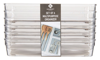 Thumbnail 1: GOURMET KITCHEN 6 Pk Silicone Lined Non-Slip Clear Multipurpose Organizers 