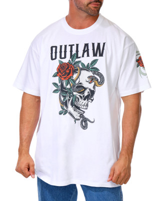 Thumbnail 2: Inspired Culture Men's Outlaw Skull Graphic Tee 