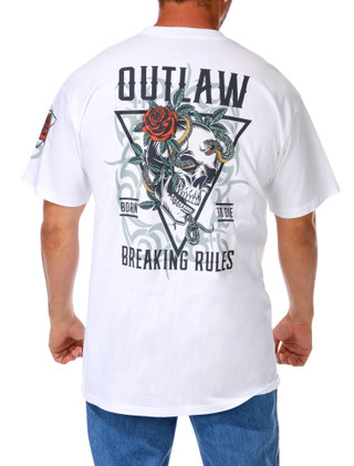 Thumbnail 1: Inspired Culture Men's Outlaw Skull Graphic Tee 