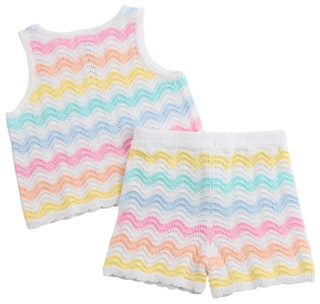 Thumbnail 2: Little Me Baby Girls 2 Pc Wavy Tank & Shorts Set 