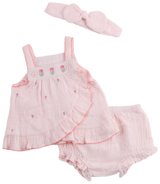 Thumbnail 1: Little Me Baby Girls 2 Pc Tulip Sunsuit & Headband Set 