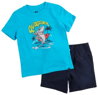 Thumbnail 1: Quiksilver Little Boys 2 Pc Short Sleeve Shark Tee & Shorts Set 