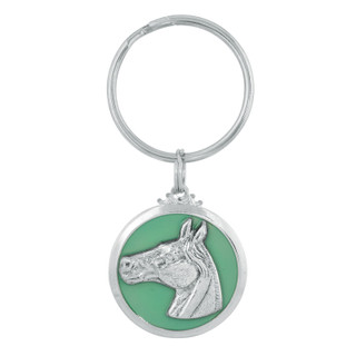 Thumbnail 1: 1928 Jewelry  Silver Tone Horse Enamel Turquoise Color Key Chain 