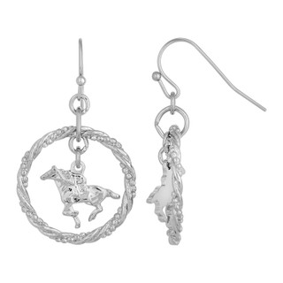 Thumbnail 1: 1928 Jewelry Silver Tone Suspended Horse Drop Earrings 