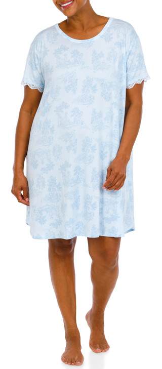 Thumbnail 1: Flora by Flora Nikrooz Women's Plus Toile Lace Sleeve Nightgown  