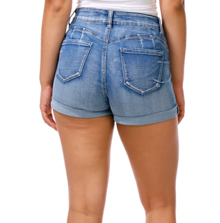 Thumbnail 2: Wax jean Women's Cuff Denim Shorts  