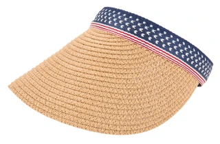 Thumbnail 1: MADD HATTER Americana Star Band Straw Visor 