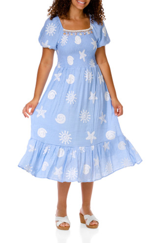 Thumbnail 3: Ana & Rose Women's Short Sleeve Embroidered Midi Dress 