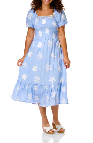 Thumbnail 1: Ana & Rose Women's Short Sleeve Embroidered Midi Dress 