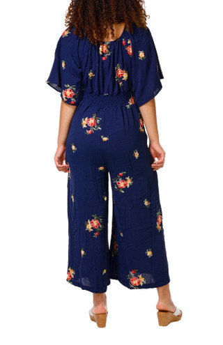 Thumbnail 2: Ana & Rose Women's Short Sleeve Embroidered Jumpsuit 