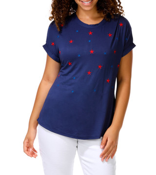 Thumbnail 1: Kate Park Women's Short Sleeve Embroidered Top 