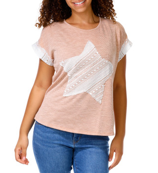 Thumbnail 1: Anneliese Women's Short Sleeve Western Star Patch Top 