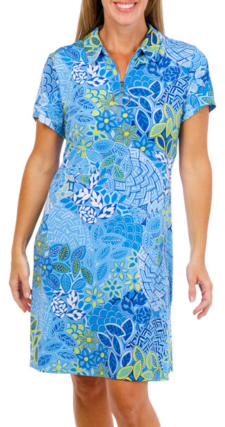 Thumbnail 1: MSK Women's Short Sleeve Half Zip Dress 